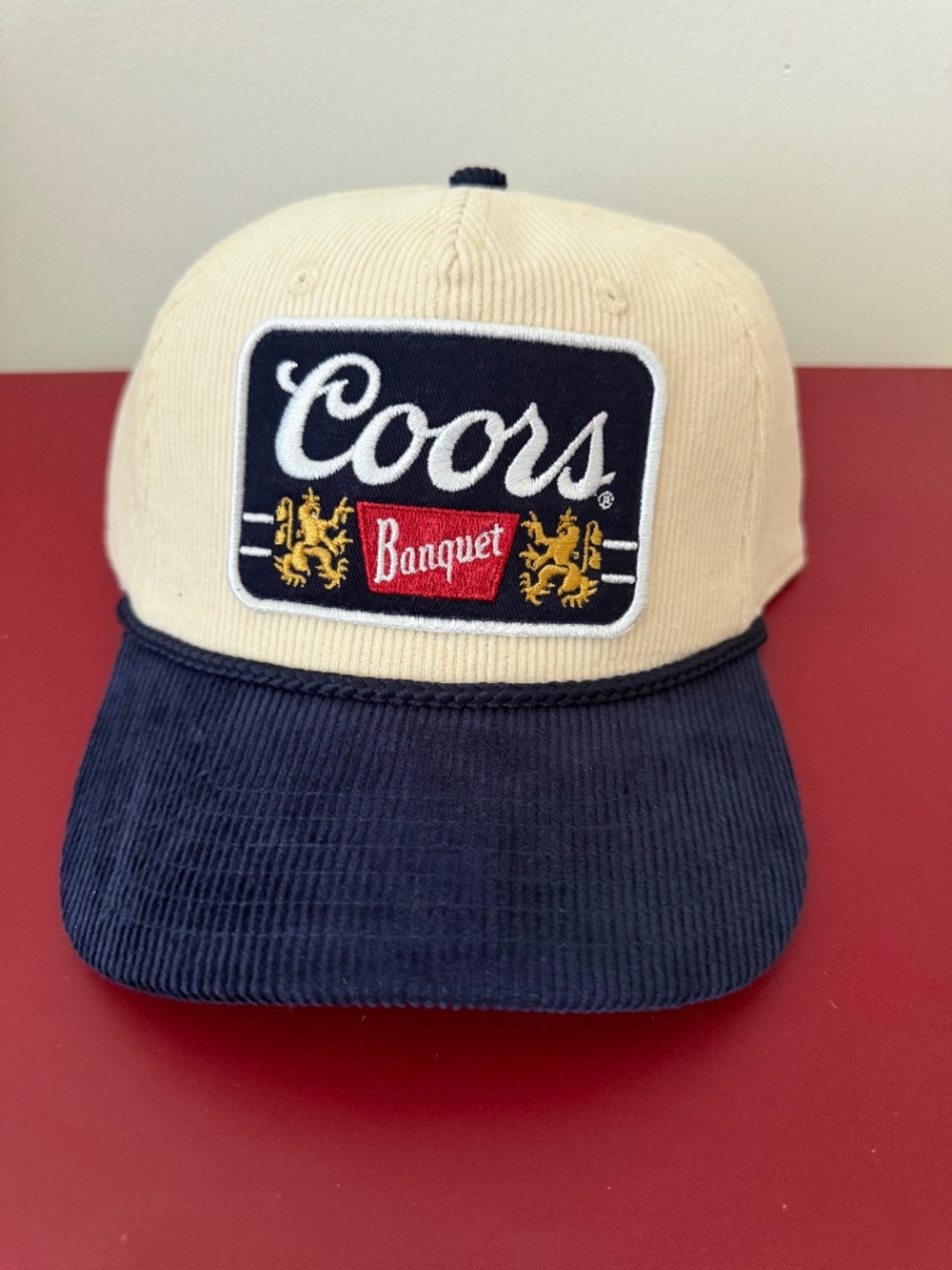 Coors Banquet Corduroy Snapback Hat Navy Cream New Tags